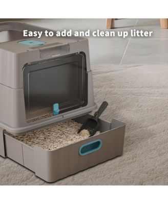 Easy-Clean Cat Litter Box with Pull-Out Drawer