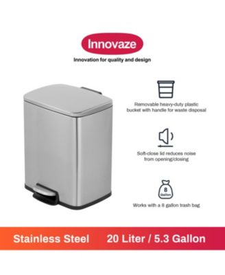 5.3 Gallon / 20L Rectangular Stainless Steel Indoor/Outdoor Trash Can