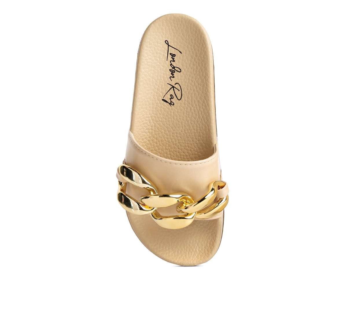 Womens Ishtar Metallic Chain Metal Slid Flats