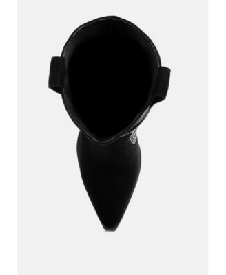 Womens Rambler Rhinestones Embellished Calf Boots