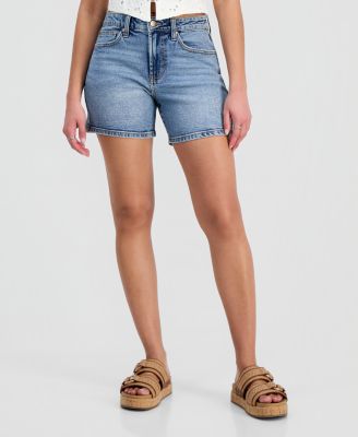 Juniors' High-Rise Denim Bermuda Shorts