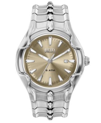 Men's Vert Quartz Three-Hand Date Silver Stainless Steel Watch, 45mm