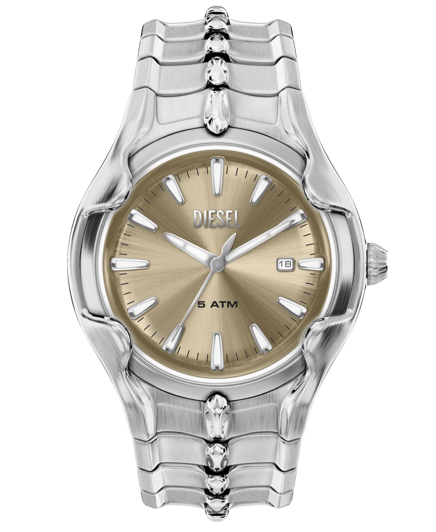 Мужские часы Diesel Vert Quartz Three-Hand Date Silver Stainless Steel Watch, 45mm — фото 1