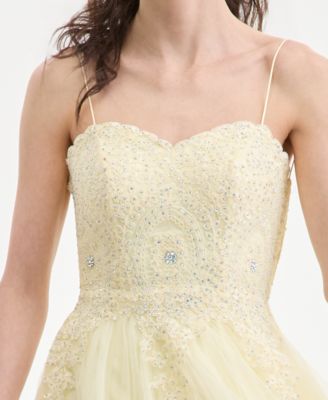 Juniors' Strapless Embellished Ballgown