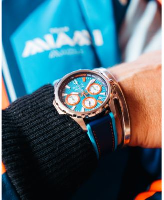 Men's Marine Star E1 Team Miami Chronograph Blue Leather and Silicone Strap Watch 43mm