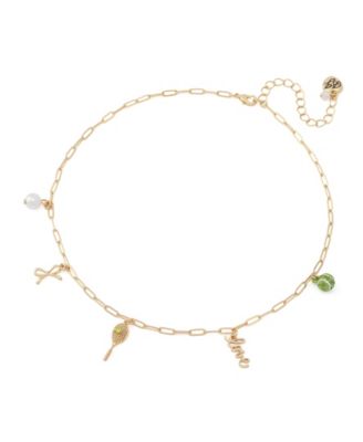 Faux Stone Tennis Charm Bib Necklace