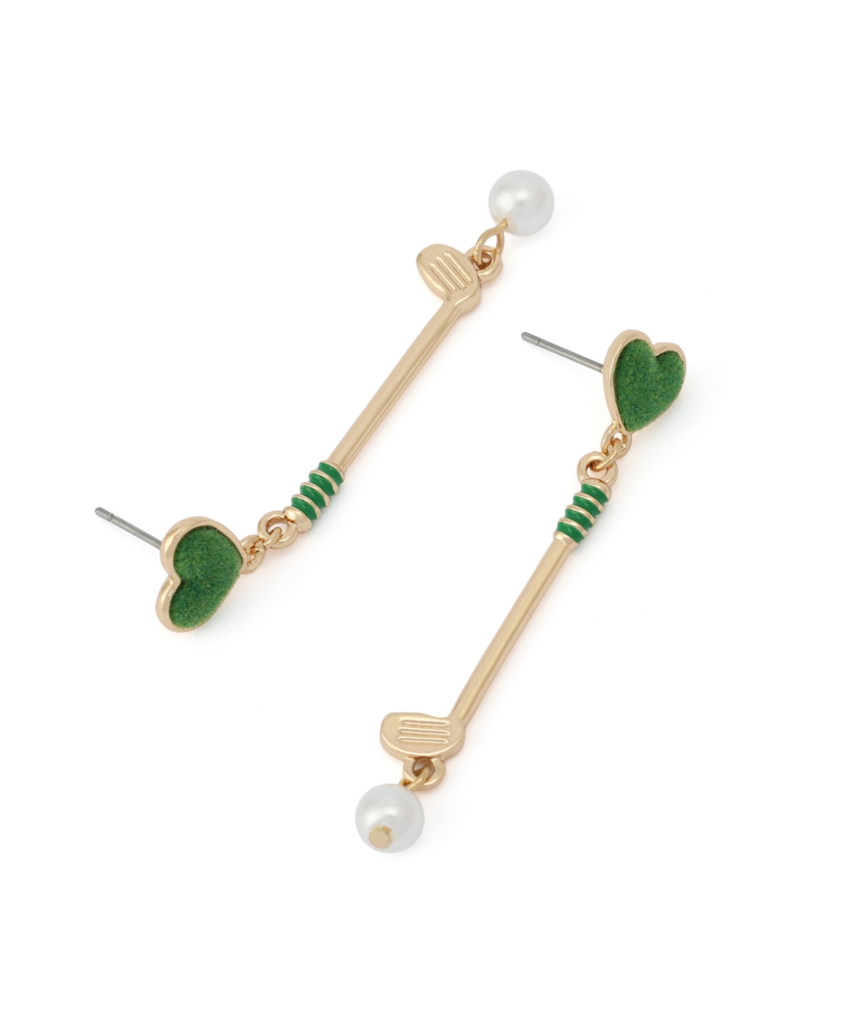 Betsey Johnson Faux Mother of Pearl Stone Golf Club Drop Earrings