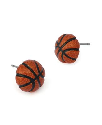 Orange Basketball Stud Earrings