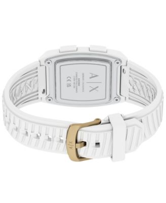 Armani Exchange Men's LCD White Silicone Watch, 42mm