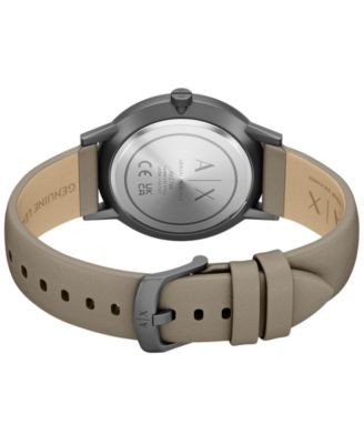 Armani Exchange Men's Quartz Three-Hand Gray Leather Watch, 42mm