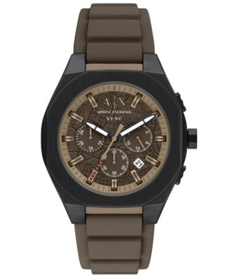 Armani Exchange Men's Sync Quartz Chronograph Brown Silicone Watch
