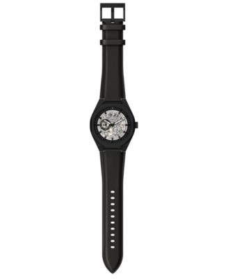 Armani Exchange Men's Sync Automatic Black Leather Watch, 44mm