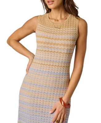 Women's Metallic Ombre Sweater Crew Neck Knit Dress