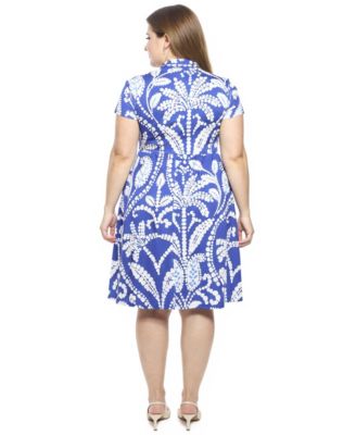 Plus Size Paisley Faux Wrap A-Line Dress