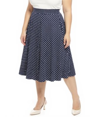 Plus Size Polka Dot Pocket A-Line Skirt