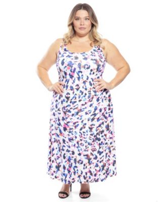 Plus Size Abstract Tank Racerback Maxi Dress