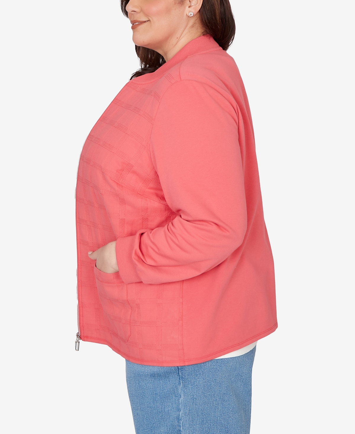 Alfred Dunner Plus Austin Quilted Knit Ribbed Jacket