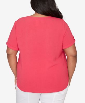 Plus Size The Royal Treatment Solid Rolled Short sleeve Top