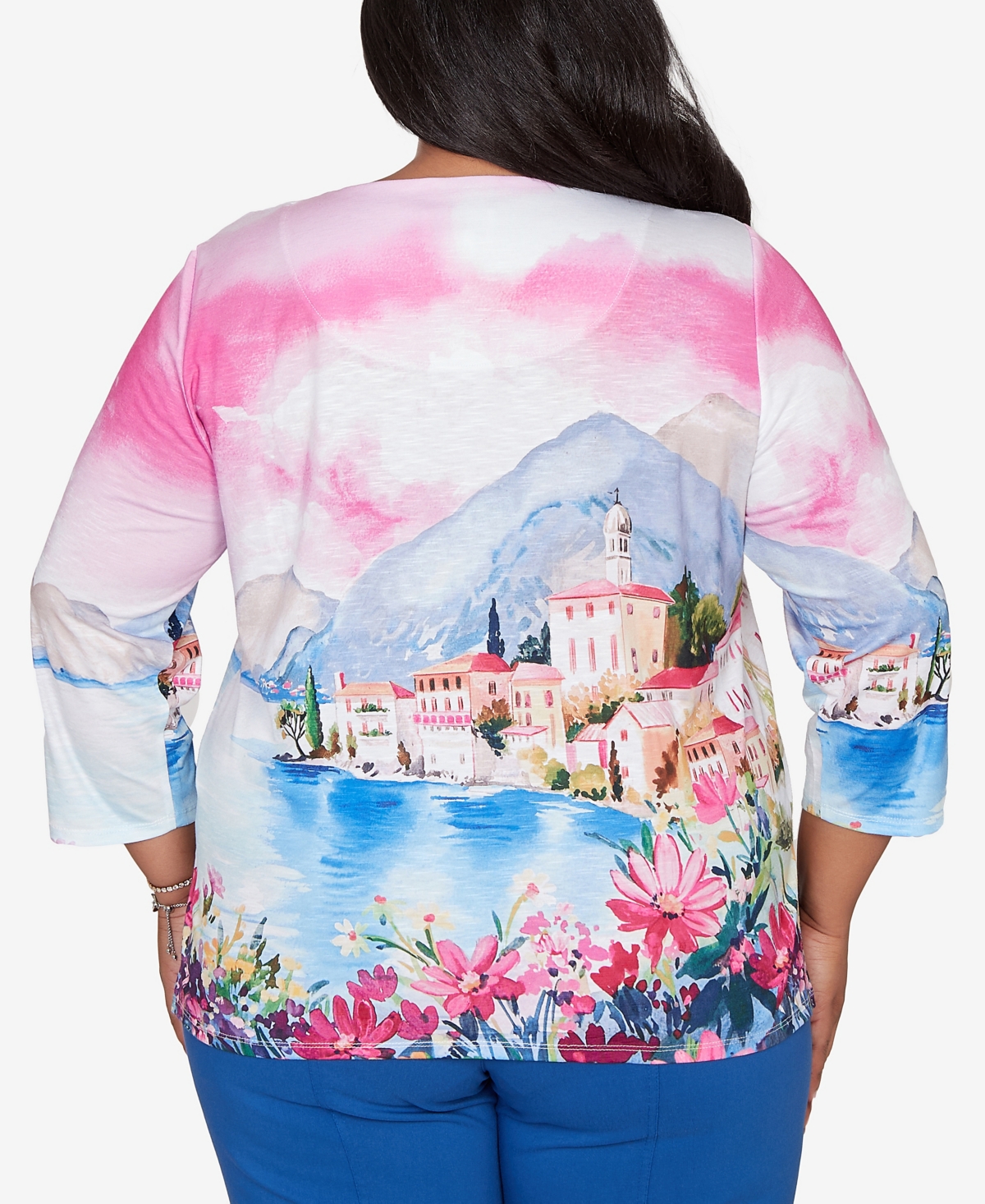 Alfred Dunner Plus The Royal Treatment Embellished Lake Como Scenic Top