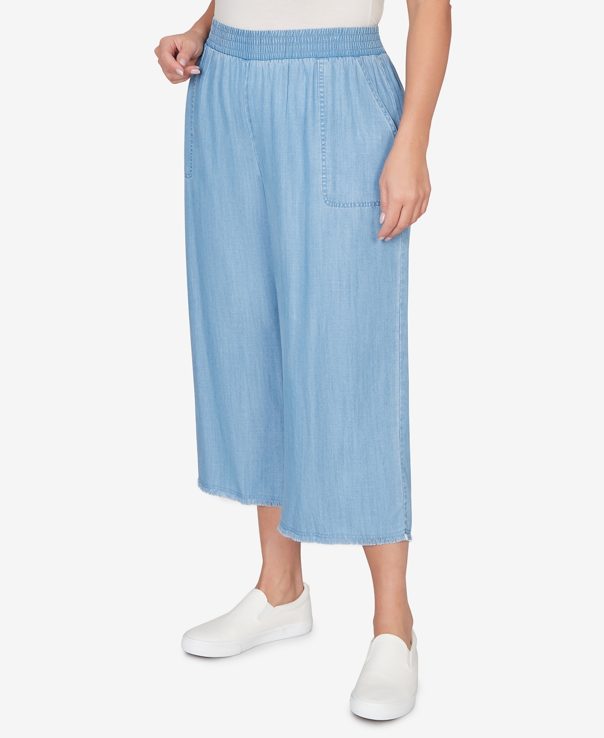 Alfred Dunner Plus Beachcomber Wide Leg Patch Pocket Ankle Pants