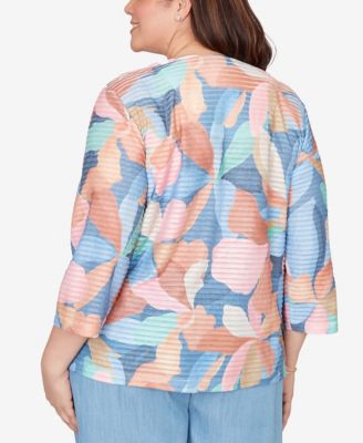 Plus Size Beachcomber Abstract Floral V Neck Top