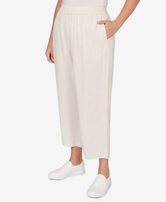 Plus Size Natural Wonder Linen Elastic Waist Ankle Pants