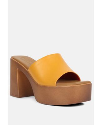 SCANDAL Womens Slip on Block Heel Sandals