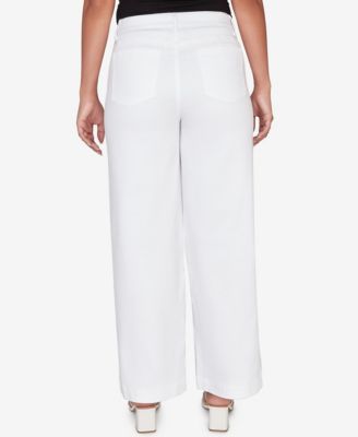 Petite Wide Leg Pull On White Sailor Jeans