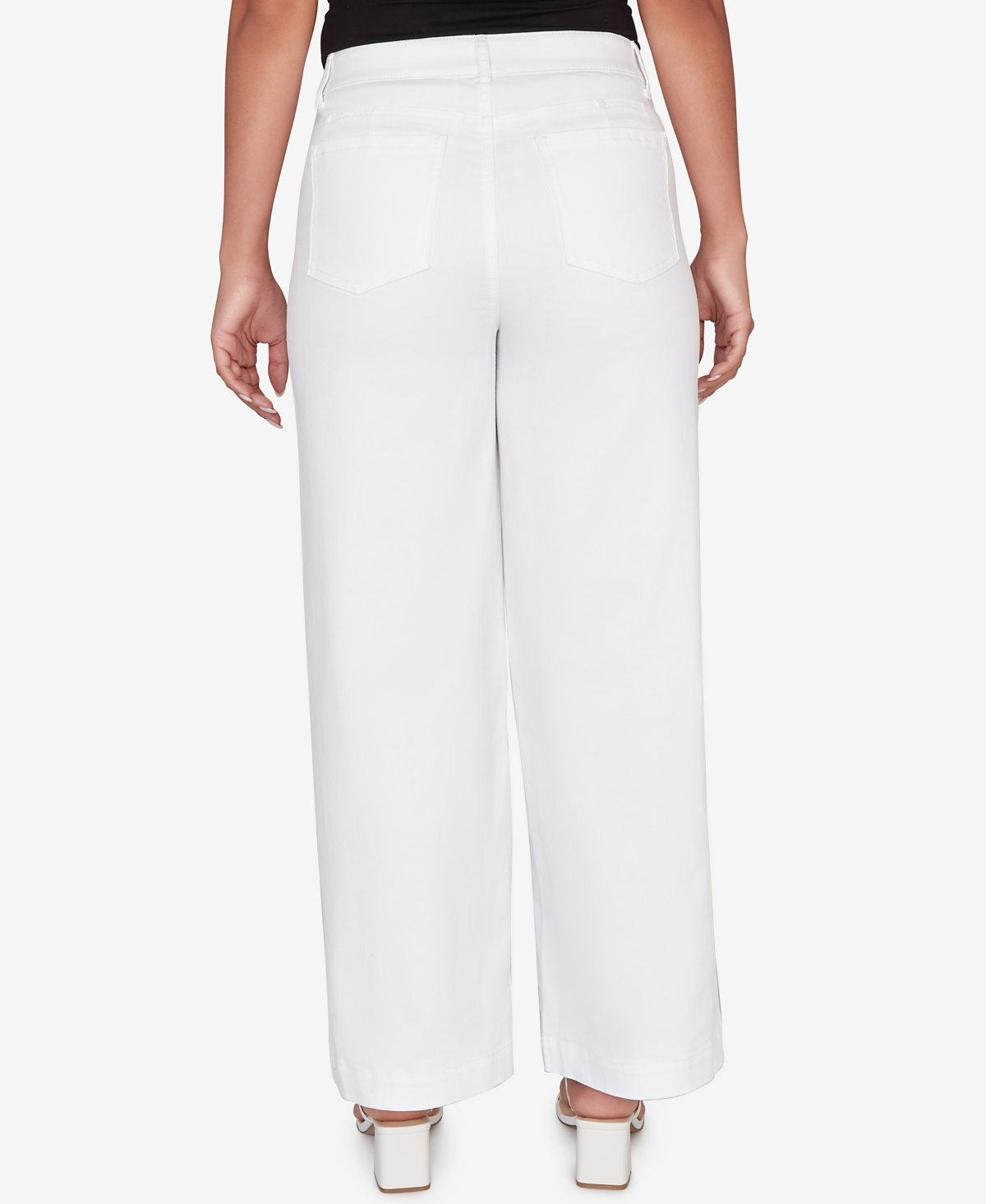 Ruby Rd. Petite Wide Leg Pull On White Sailor Jeans
