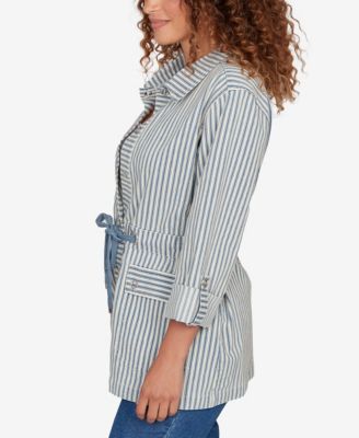 Petite Striped Anorak Snap Front Jacket