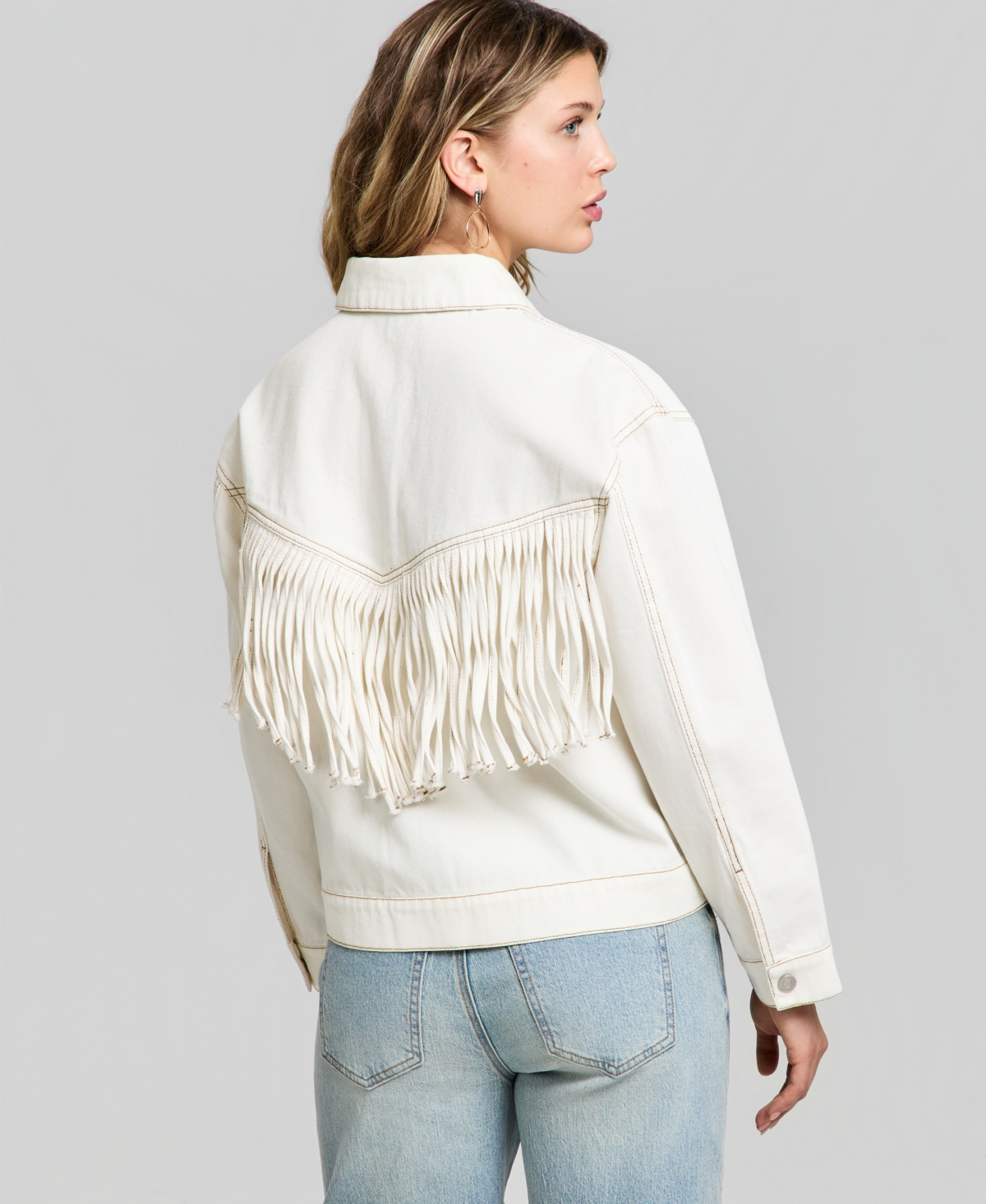 And Now This Women's Fringe-Trim Denim Jacket, Macy's Exclusive