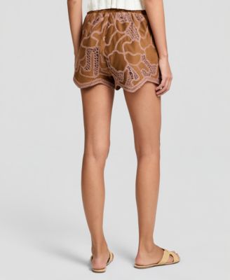 Women's Faux-Suede Crocheted Shorts