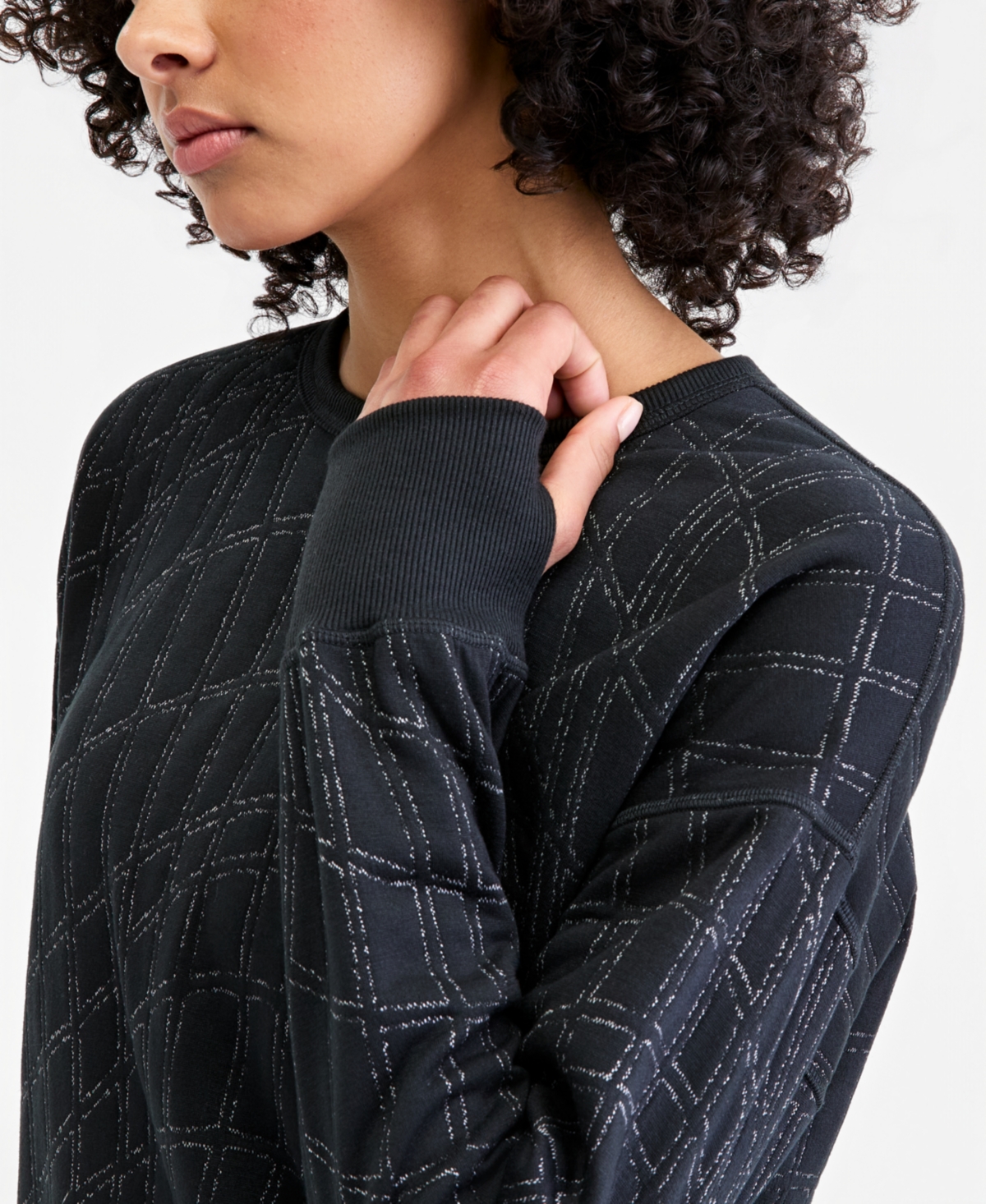 Id Ideology Women's Quilted Reversible Crewneck Sweatshirt, Macy's Exclusive