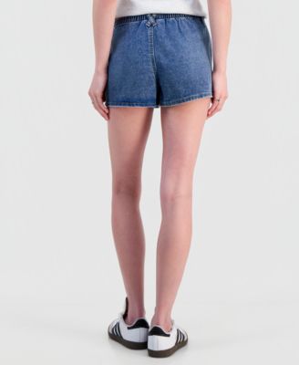 Juniors' Embroidered Seashell Drawstring Shorts