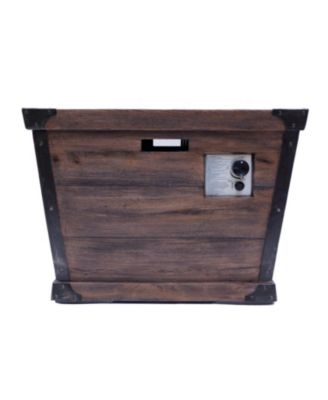 32 Inch W 24 Inch H Square Concrete Gas Fire Pit Brown Wood Pattern 40000 BTU Tank Inside