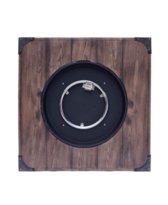 32 Inch W 24 Inch H Square Concrete Gas Fire Pit Brown Wood Pattern 40000 BTU Tank Inside