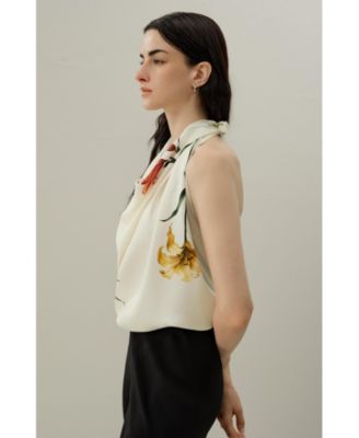 Women's Lily Print Silk Scarf