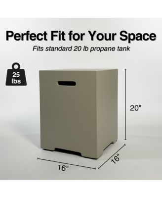 16 Inch Propane Tank Cover 20 LB Outdoor Storage Hideaway Table Concrete Tank Holder Cement Grey Light Grey