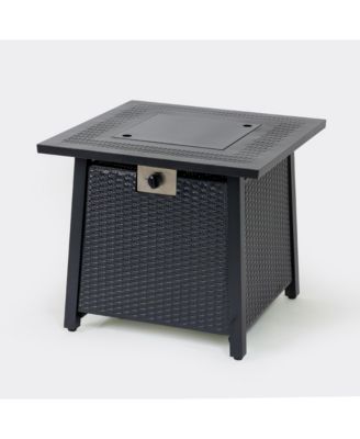 28 Inch Iron Square Propane Fire Pit Table 50000 BTU Adjustable Flame Multi Purpose Outdoor Patio Table