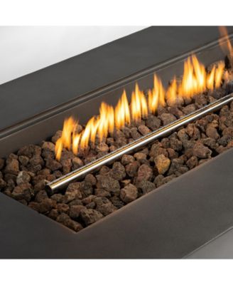 60 Inch Outdoor Rectangle Propane Fire Pit Table 60000 BTU Auto Ignition Concrete Fire Table with Waterproof Cover and Lava Rocks