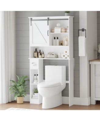 65.4" h Bathroom Shelf over with Sliding Barn Door, for Bathroom, Laundry