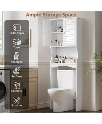 66.7" h Bathroom Organizer with Anti-Tip Device, Ventilated Louvered Doors, for Bathroom