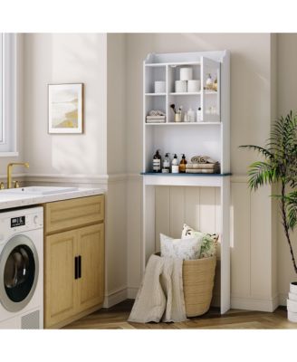 68.5" h Bathroom Organizer Space Saver Over Toilet, Wood Rack for Bathroom, Restroom