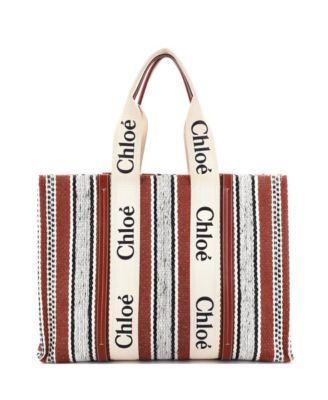 Large Woody Tote Striped Linen