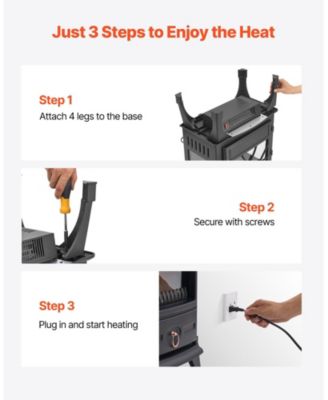 Freestanding Electric Fireplace Stove Heater 1500W with Remote