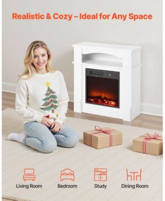 33" Freestanding Electric Fireplace Stove Heater with Mantel 1500W