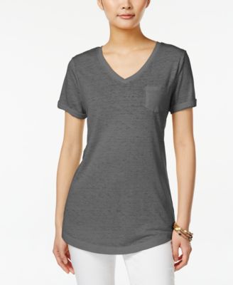 Style & Co - Petite Burnout V-Neck T-Shirt