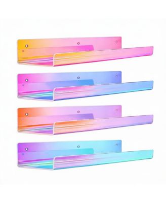 4 Pack Acrylic Wall Shelves - Space Saving, Durable, Easy Install