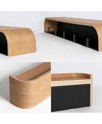 Modern Wall Coat Rack - 5 Hooks, Oak Veneer, Minimalist Design