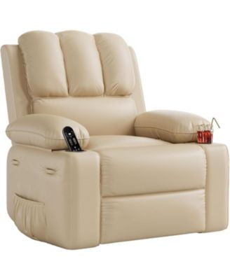 Manual Recliner Chair for Adults, PU Leather Single Sofa with Extra-Wide Seat and Ergonomic Support for Living Room, Bedroom